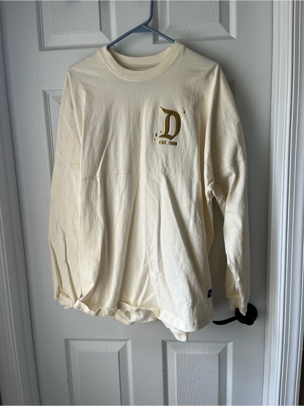 Disney Cream Long Sleeve Tee with Gold 'D' Logo